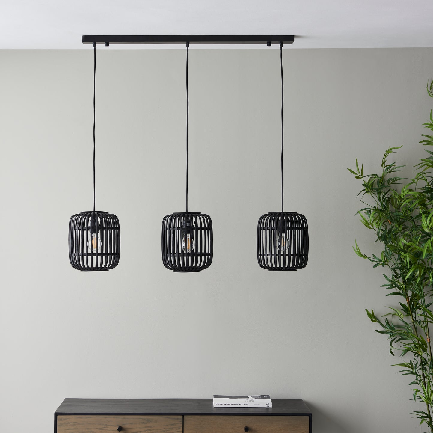 Mathias 3 Pendant Light Dark Bamboo