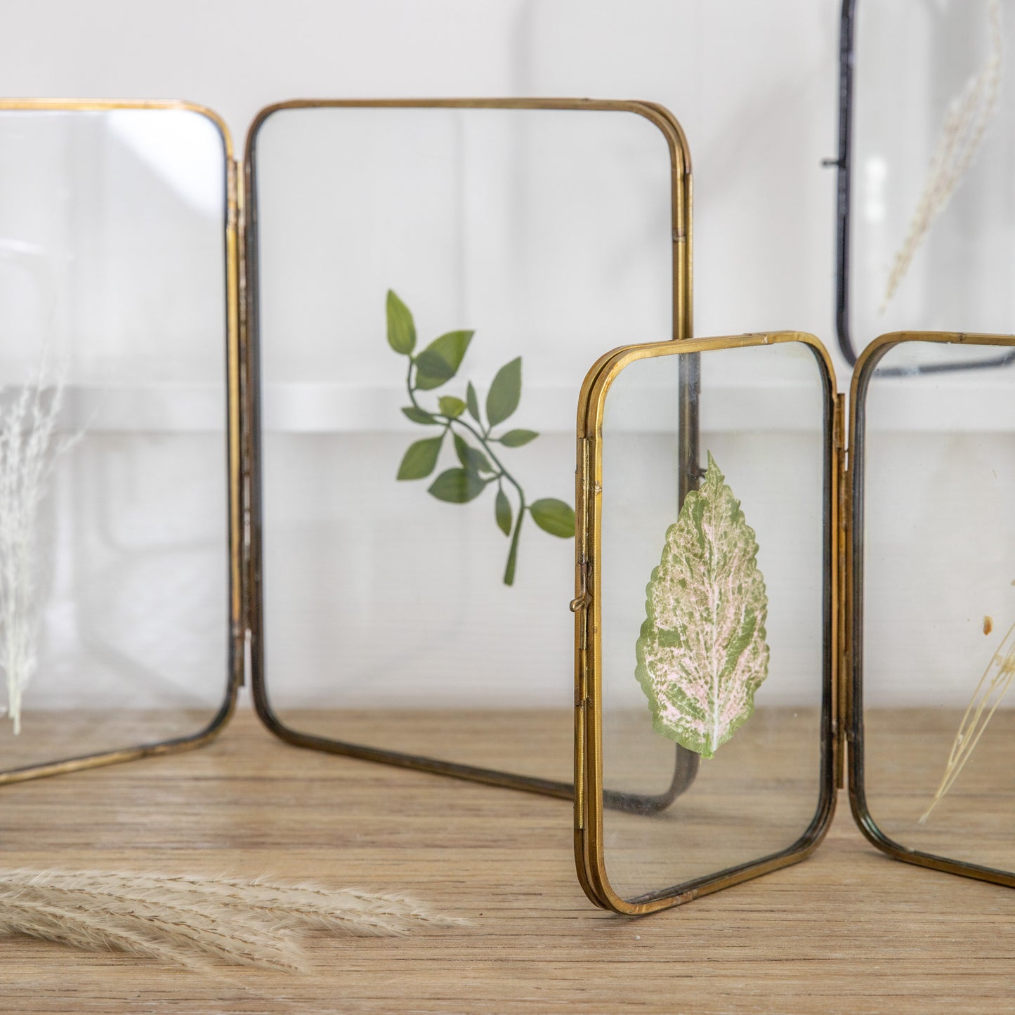 Zuri Double Photo Frame Antique Brass Large