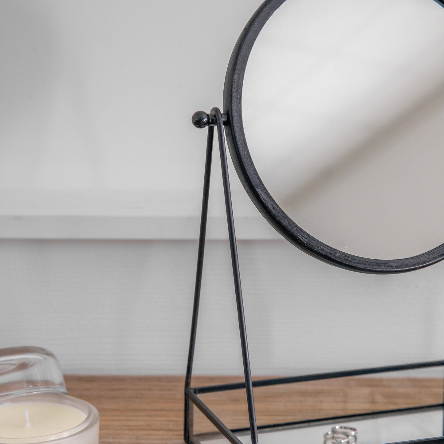 Lara Mirror with Tray Black