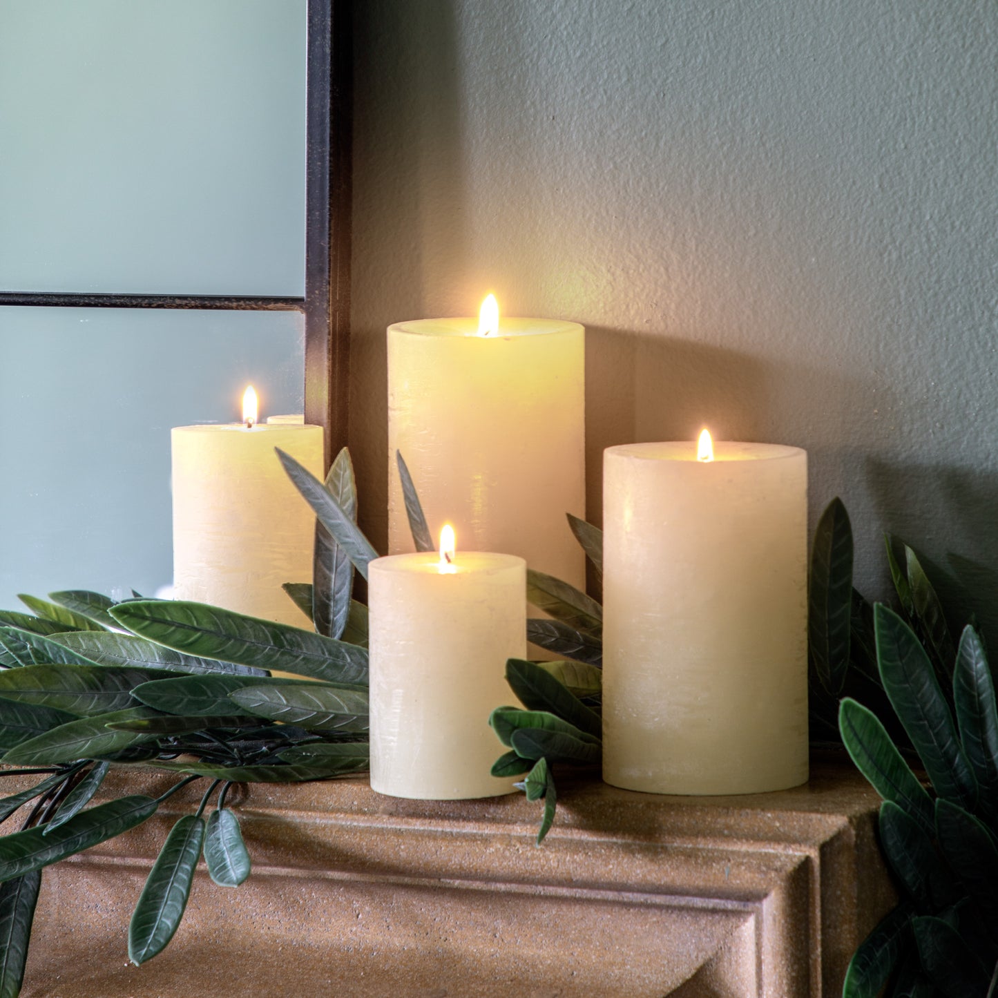 Pillar Candle Rustic Ivory (2pk)