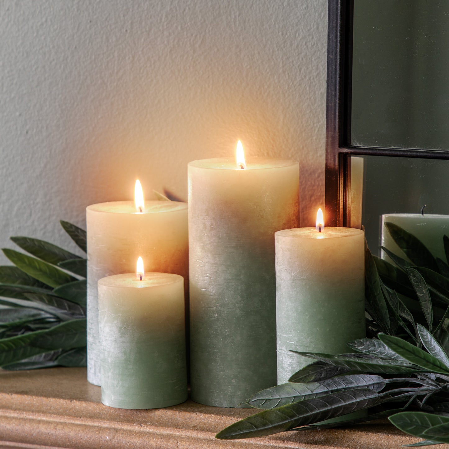 Pillar Candle Rustic Sage (2pk)