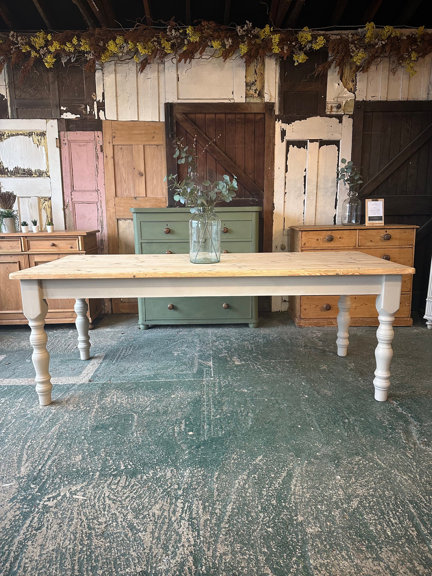 Rustic farmhouse table large 8 seater