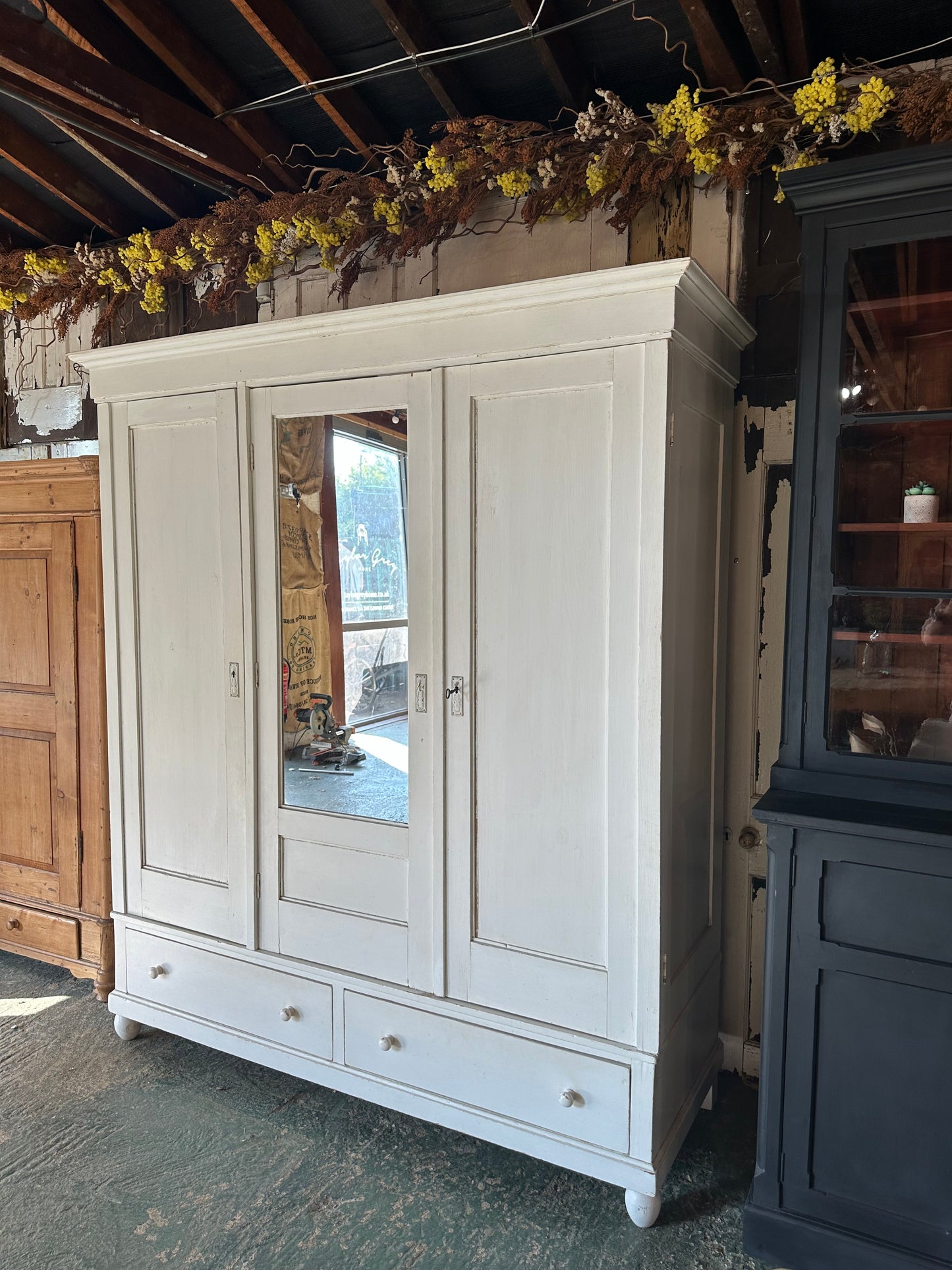 Rustic vintage triple knock down wardrobe