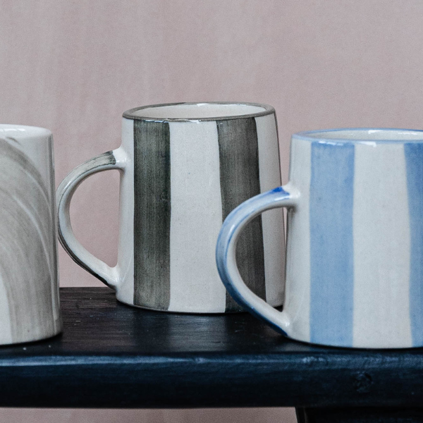 Washed Stripe Chai Mug - Forest