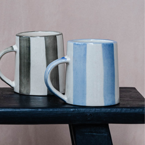 Washed Stripe Chai Mug - Ink