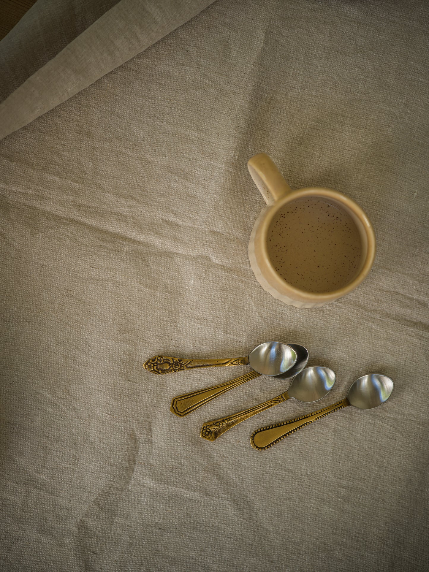 Antique Style Brass Teaspoons - Set of 4
