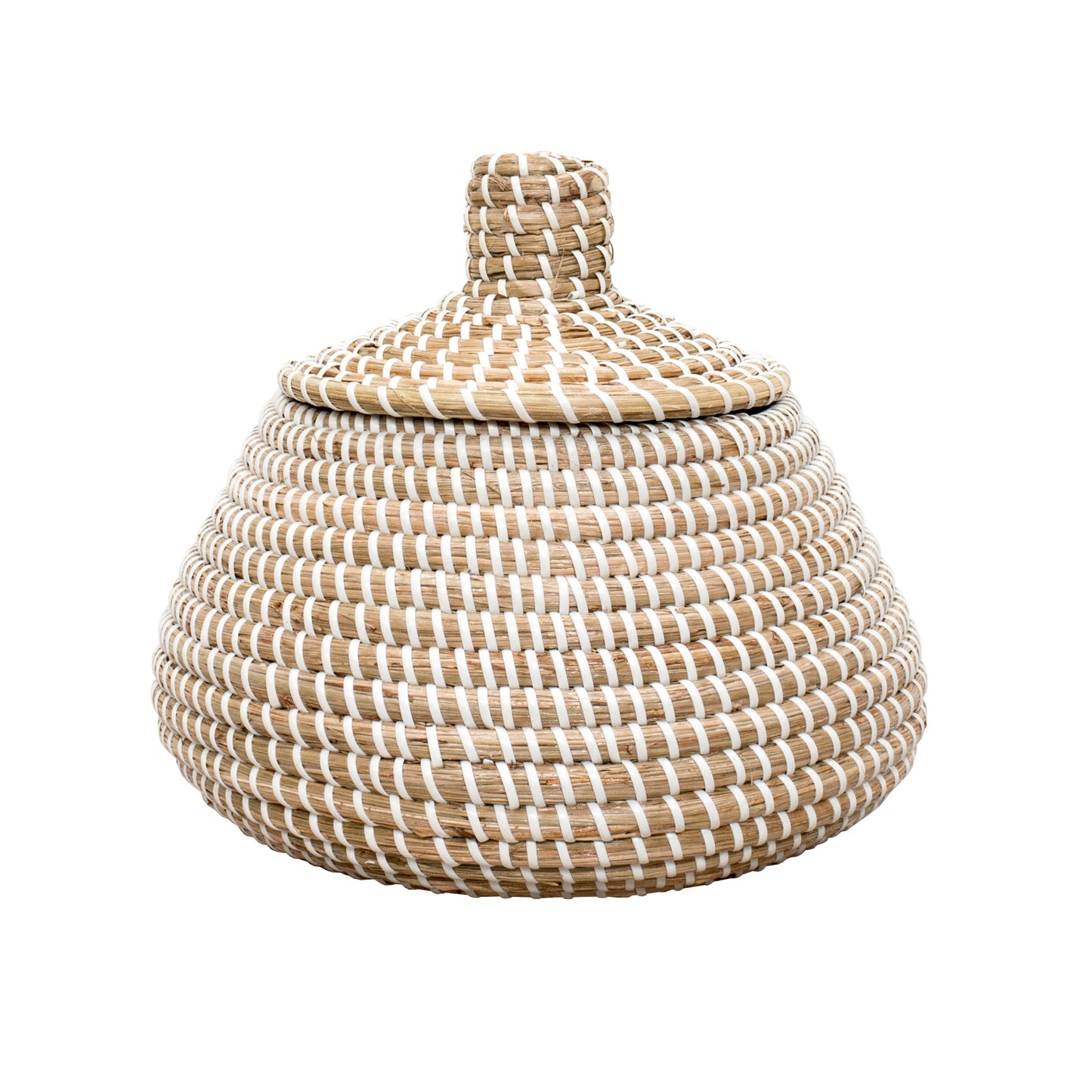 Sukoshi Large Lidded Seagrass Basket White