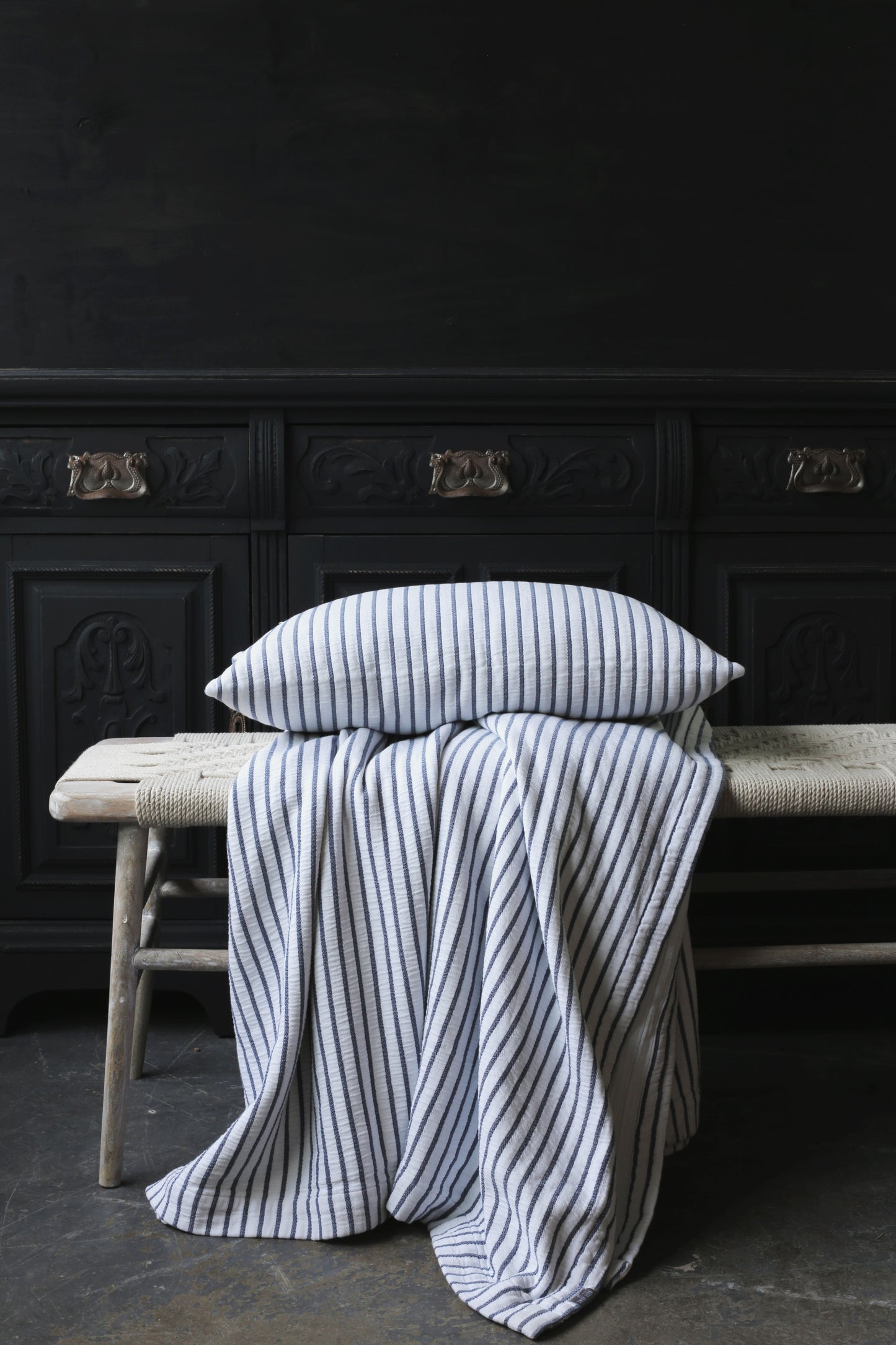 Hikari Blue & White Striped Cushion