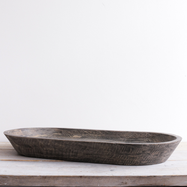 Mo Mango Wood Trough Black Large