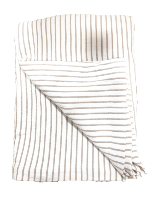 Hikari Taupe & White Striped Throw