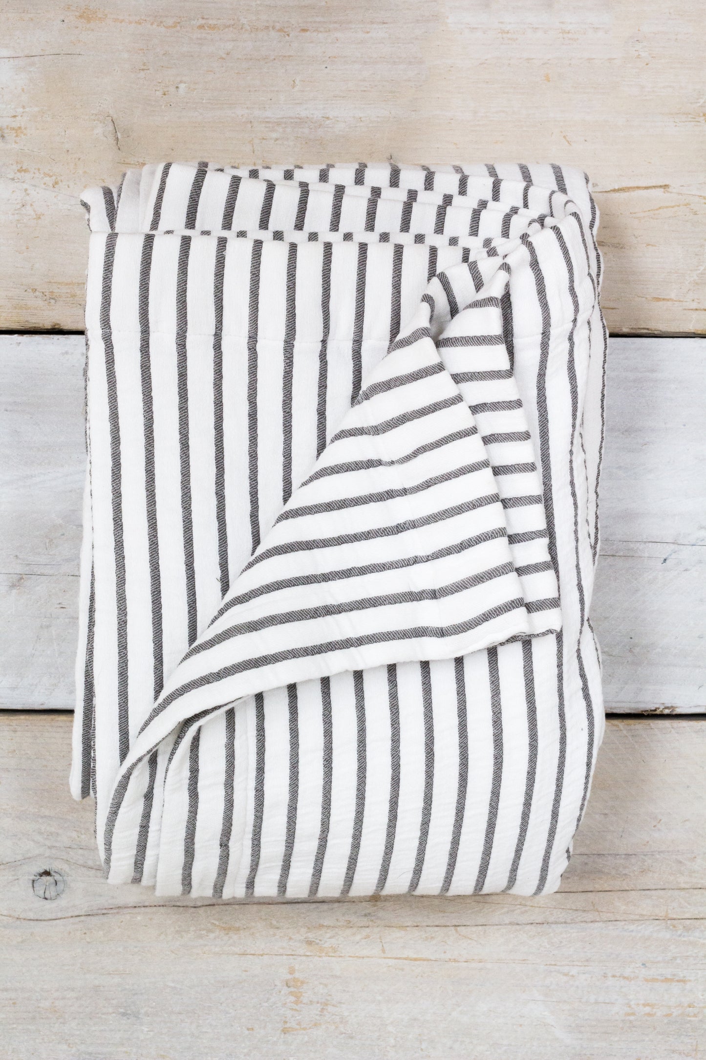 Hikari Grey and White Striped Throw