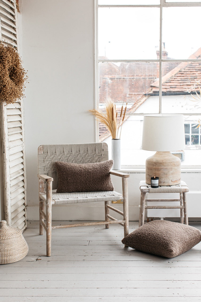 Luft Teddy Fleece Boudoir Cushion Cappuccino
