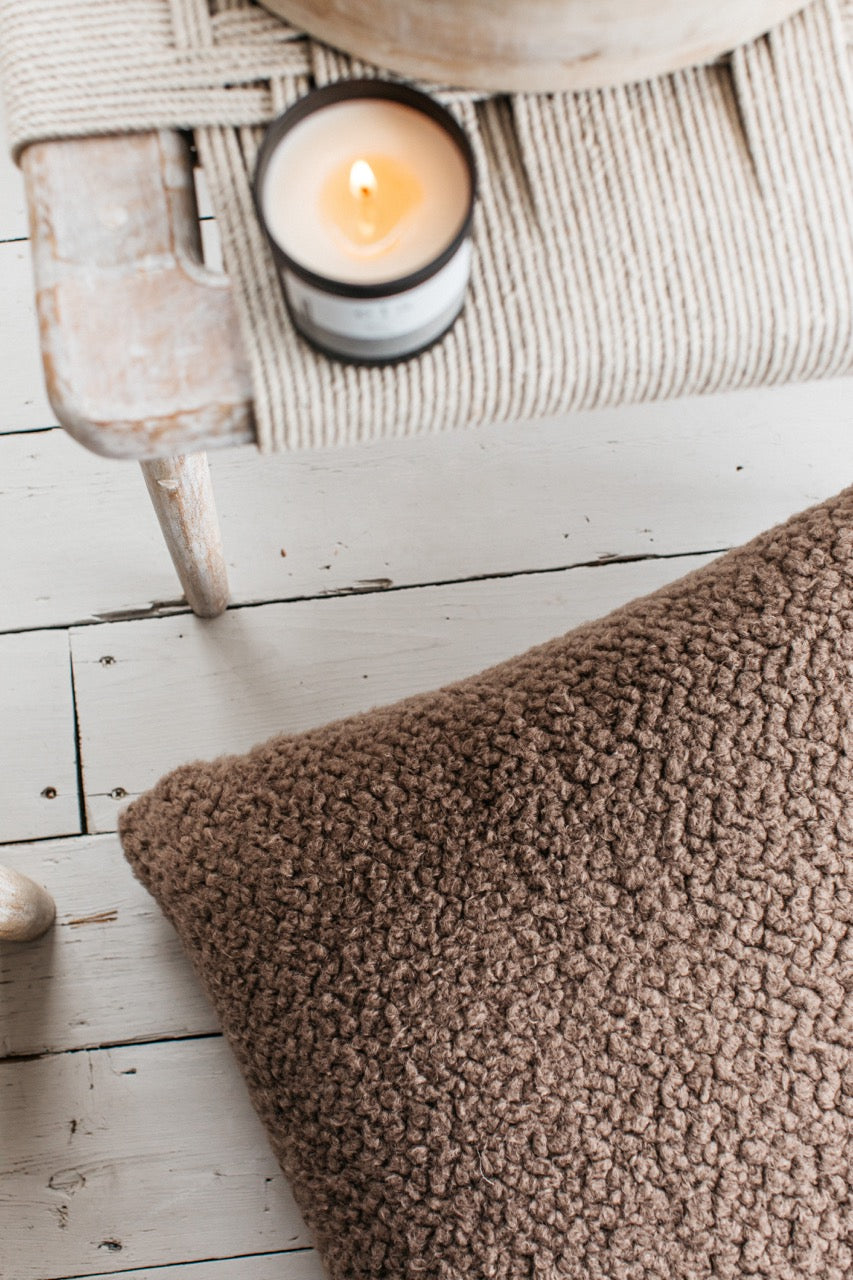 Luft Teddy Fleece Square Cushion Cappuccino
