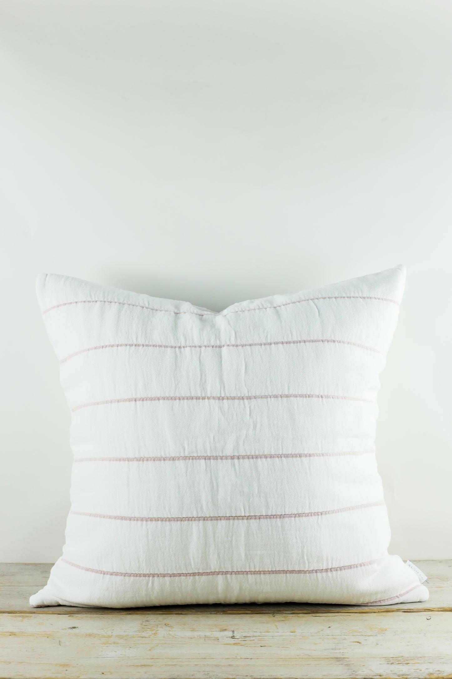 Isen Wide Stripe White and Blush Cushion