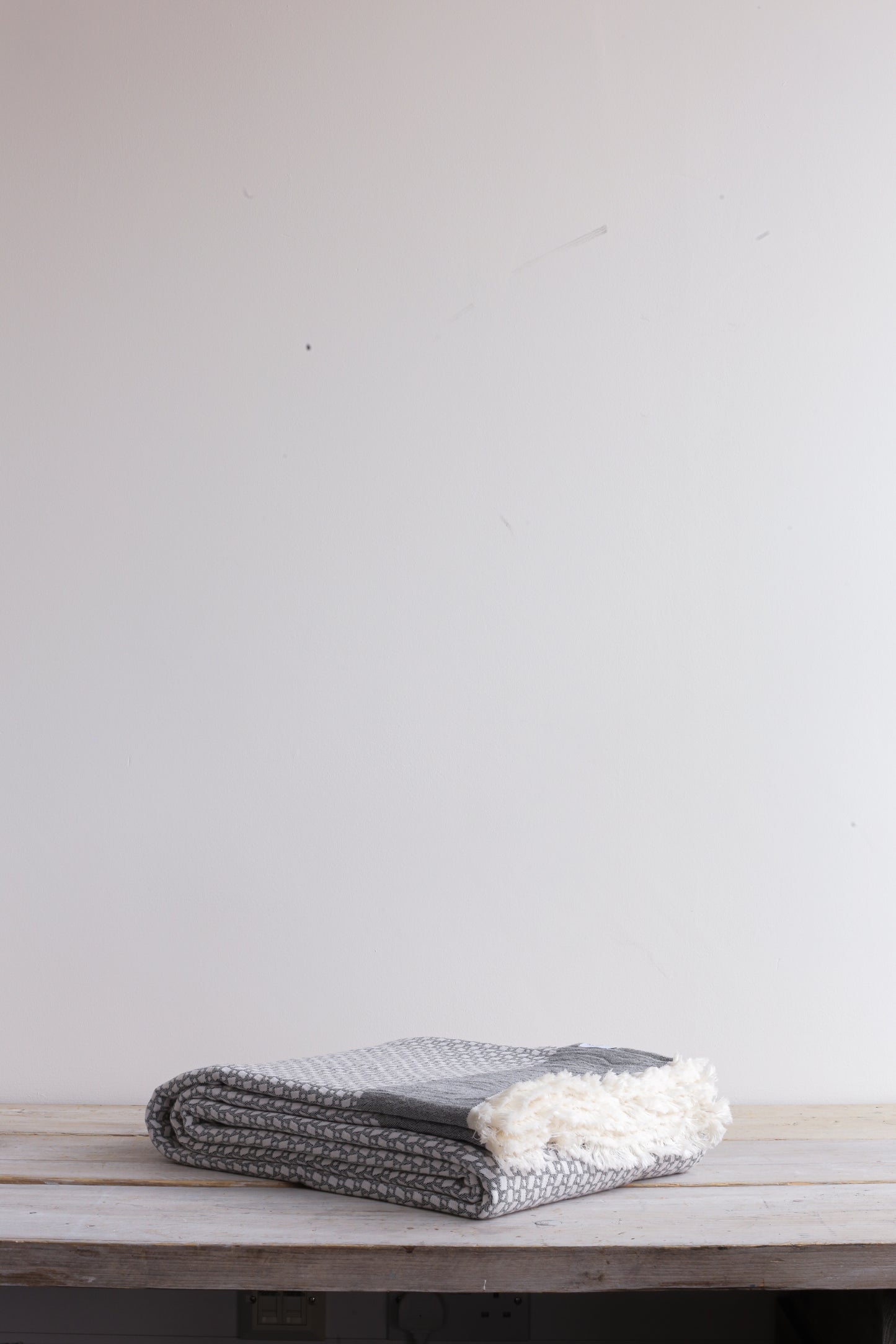Fyn Grey Bedspread with Fringe