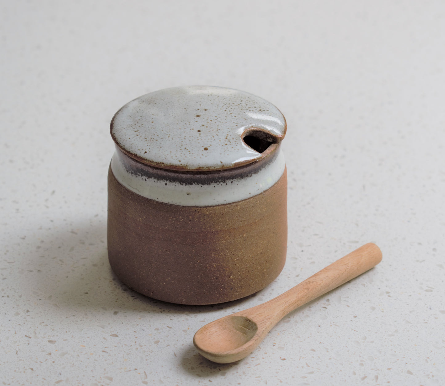 Stoneware Sugar Pot with Spoon - Tawny