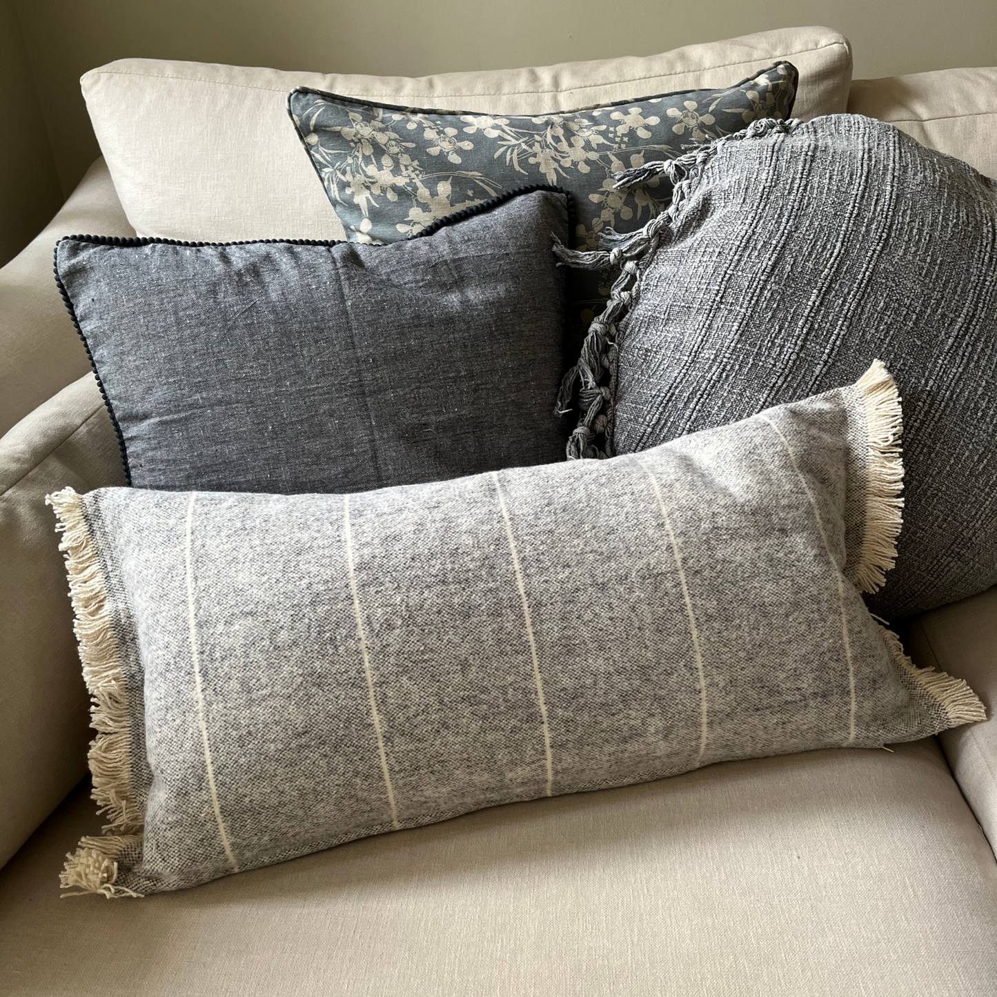 Brushed Wild Stripe Breakfast Cushion Slate