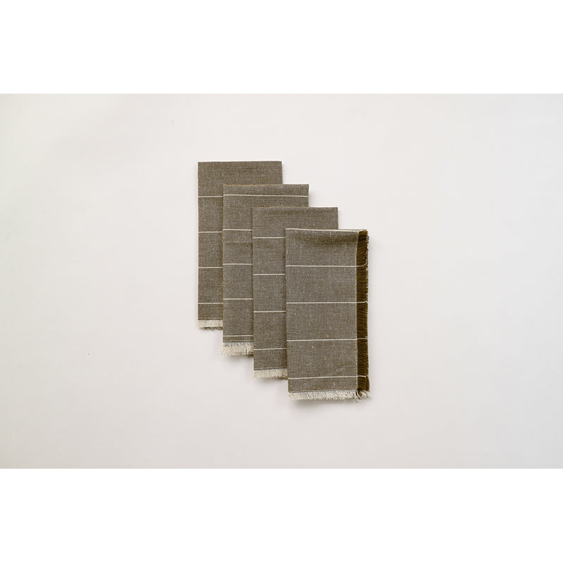 Wild Stripe Napkin Set of 4 Khaki Green