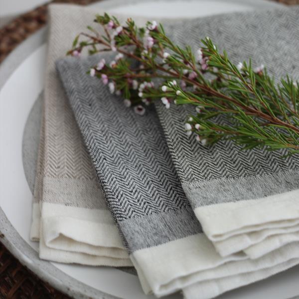 Herringbone Napkins set of 4 Taupe