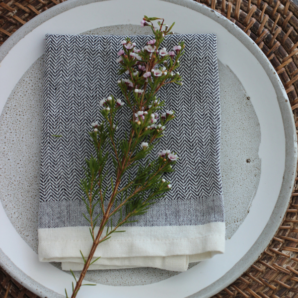 Herringbone Napkins Set of 4 Dark Slate