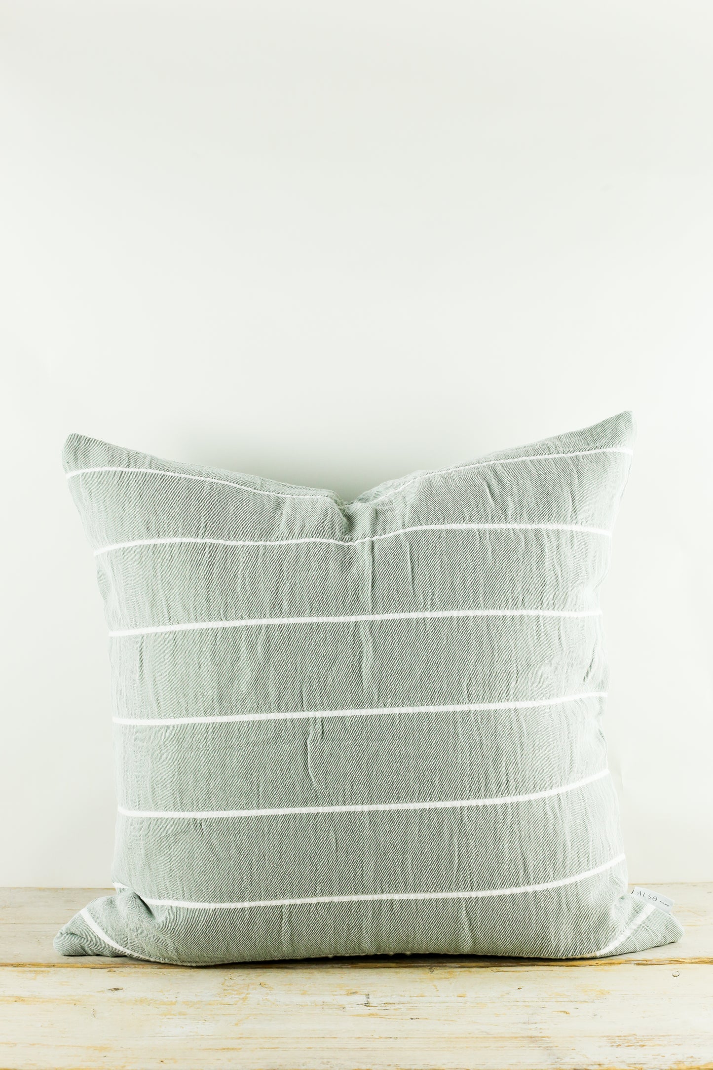 Ebino Wide Stripe Jade and White Pillow