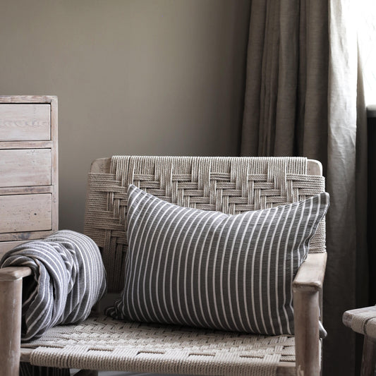Yami Grey and White Striped Cushion