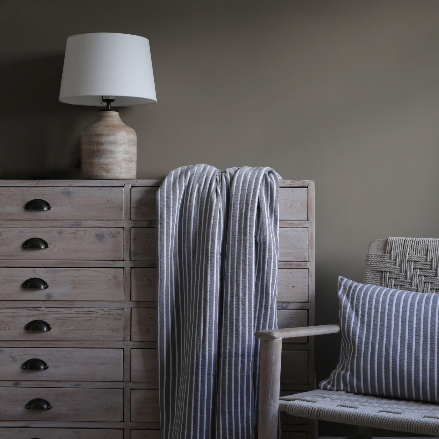 Yami Grey and White Striped Cushion