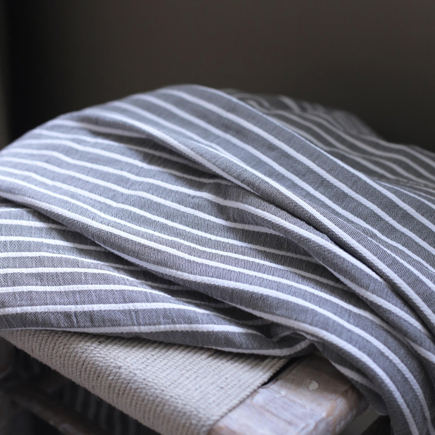 Yami Grey and White Striped Throw