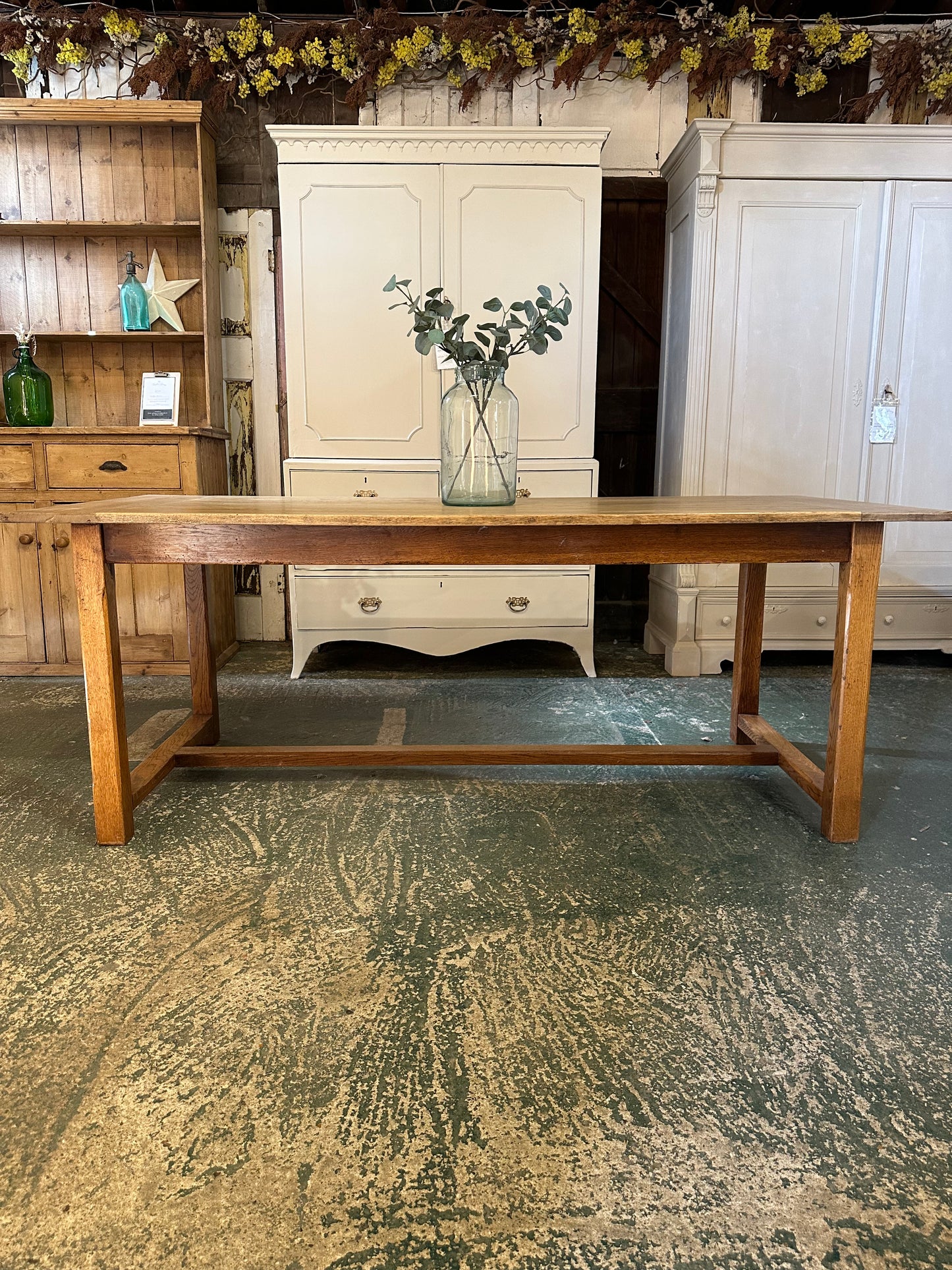 Vintage oak farmhouse refectory table 8 seater