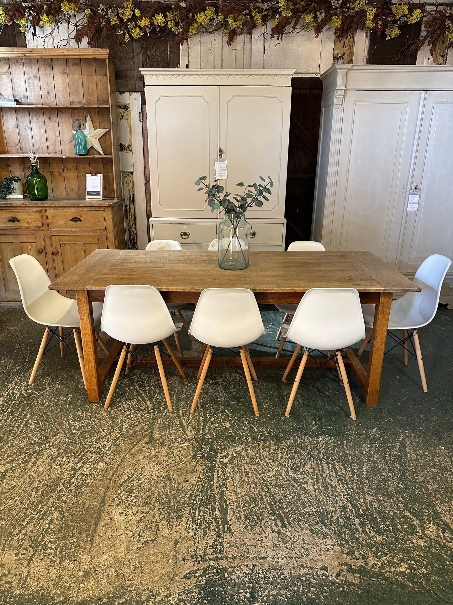 Vintage oak farmhouse refectory table 8 seater