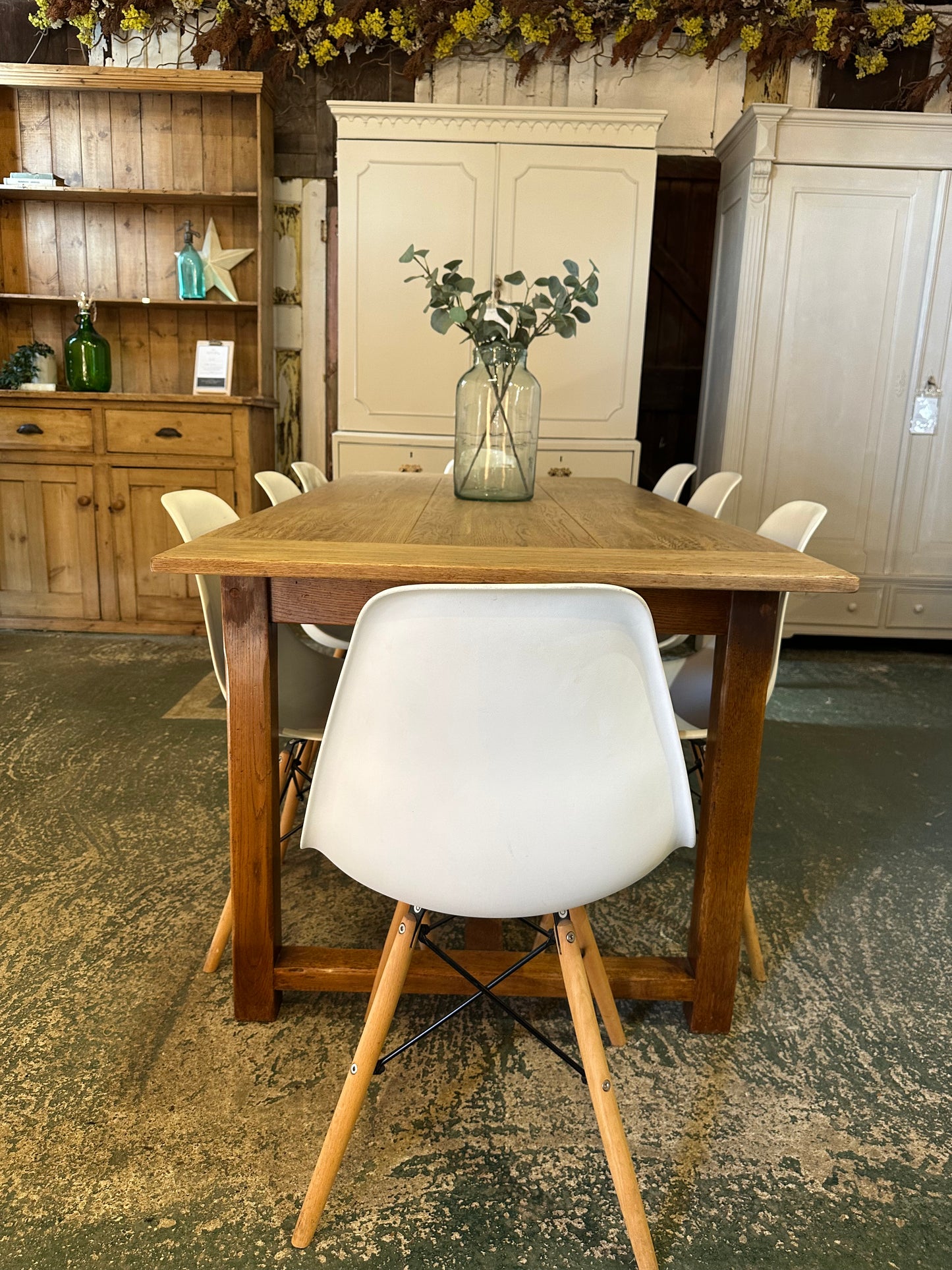 Vintage oak farmhouse refectory table 8 seater