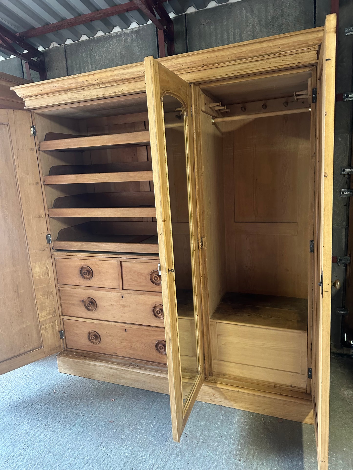 Vintage triple knock down wardrobe