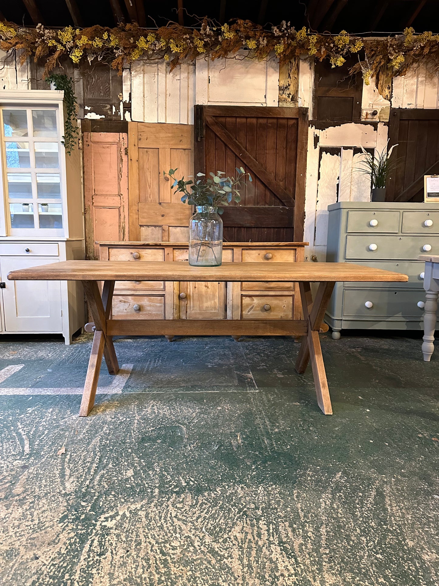 Rustic cross frame table large 6 seater