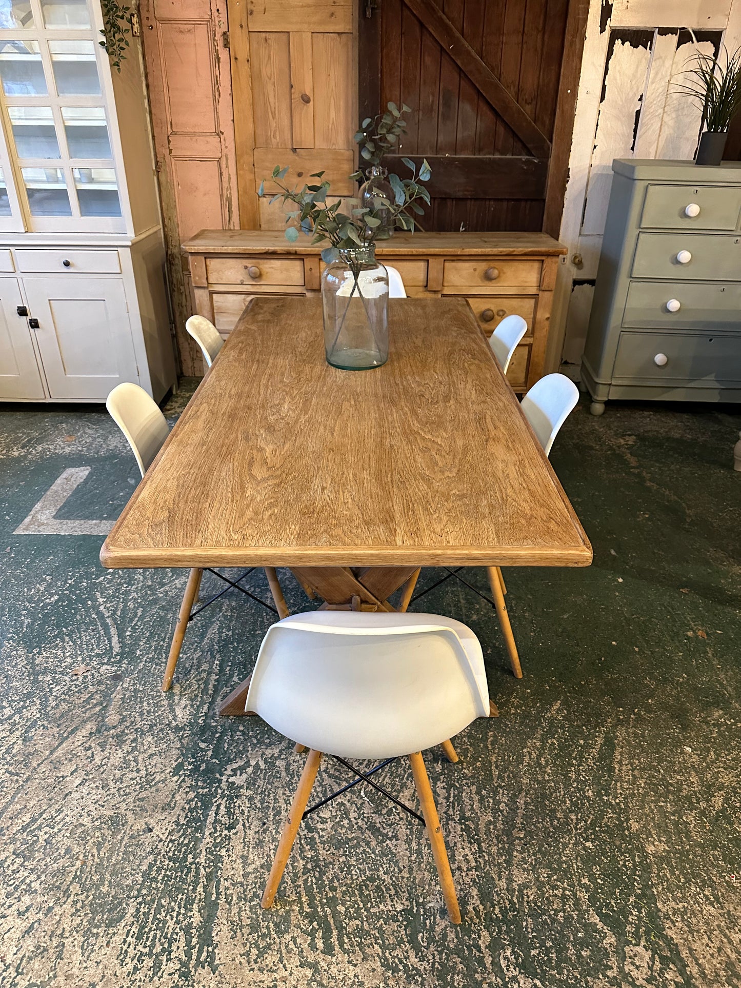 Rustic cross frame table large 6 seater