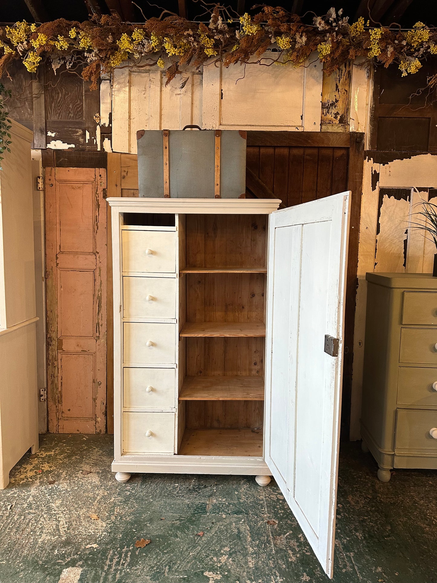 Rustic linen press / wardrobe/ cupboard