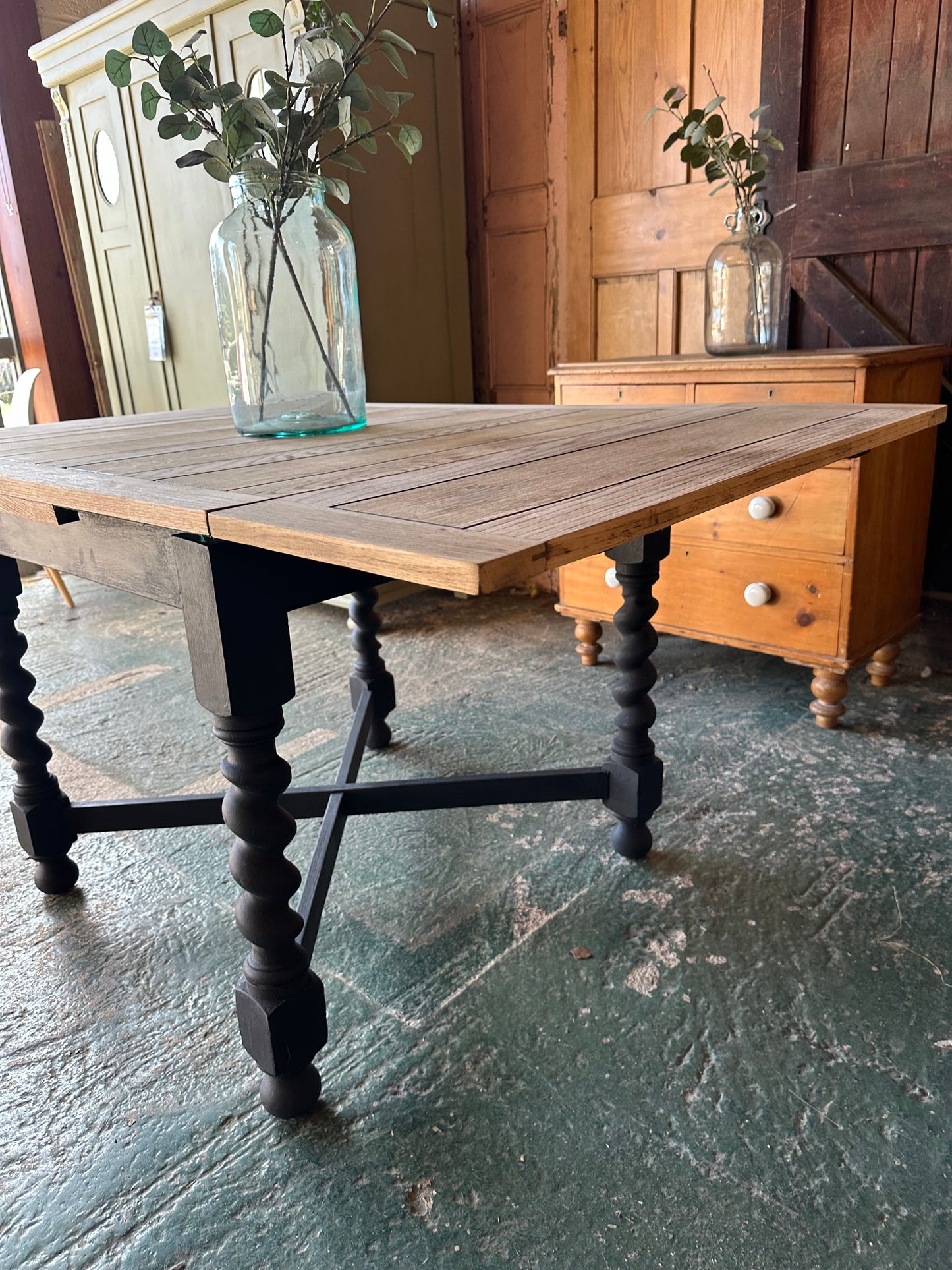Oak Barley Twist Draw Leaf Table