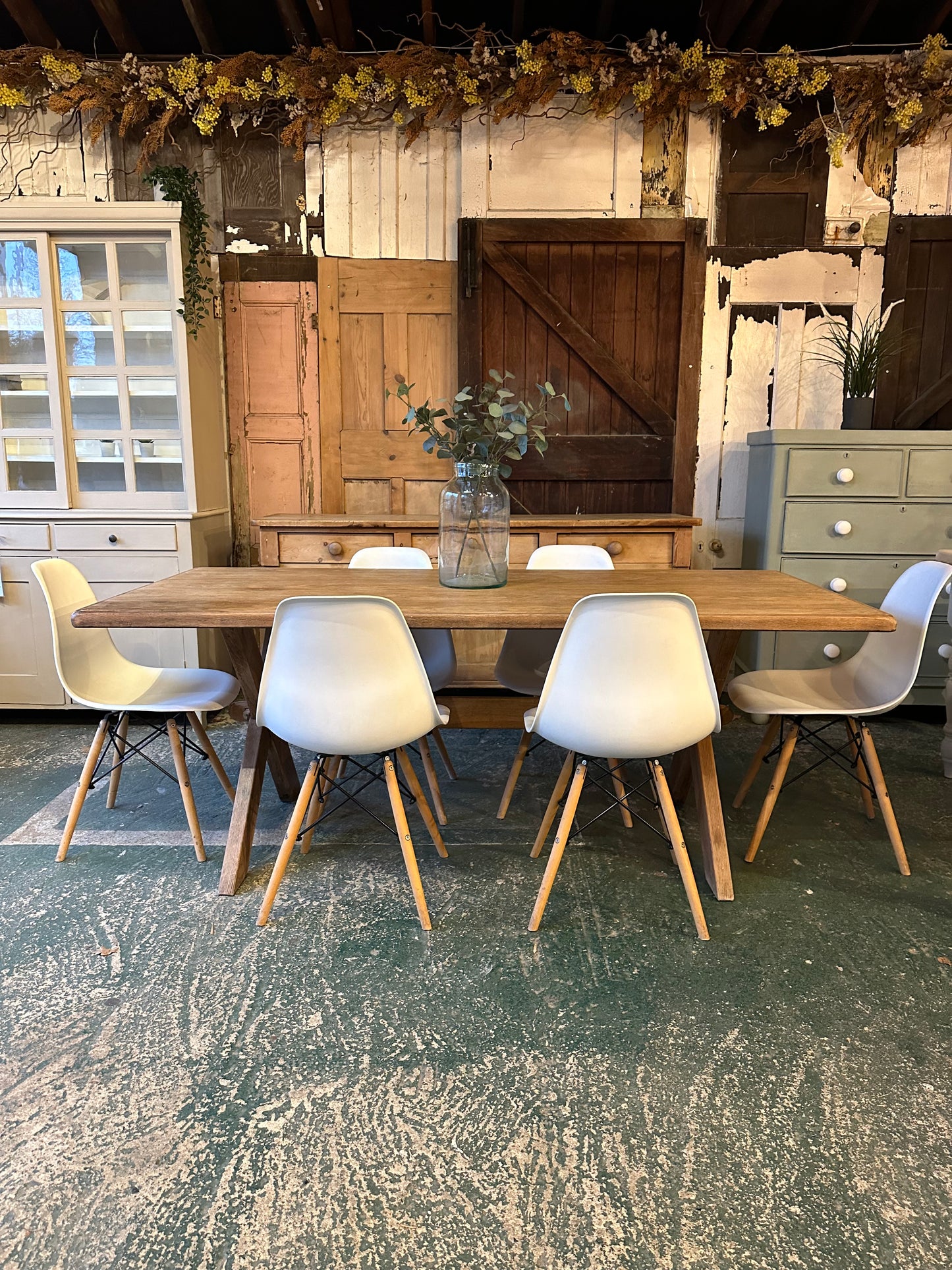 Rustic cross frame table large 6 seater