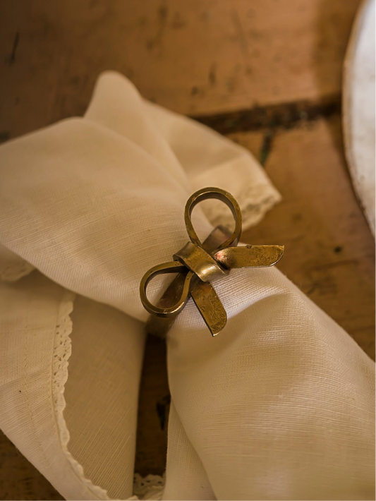 Antique Brass Bow Napkin Ring -Single