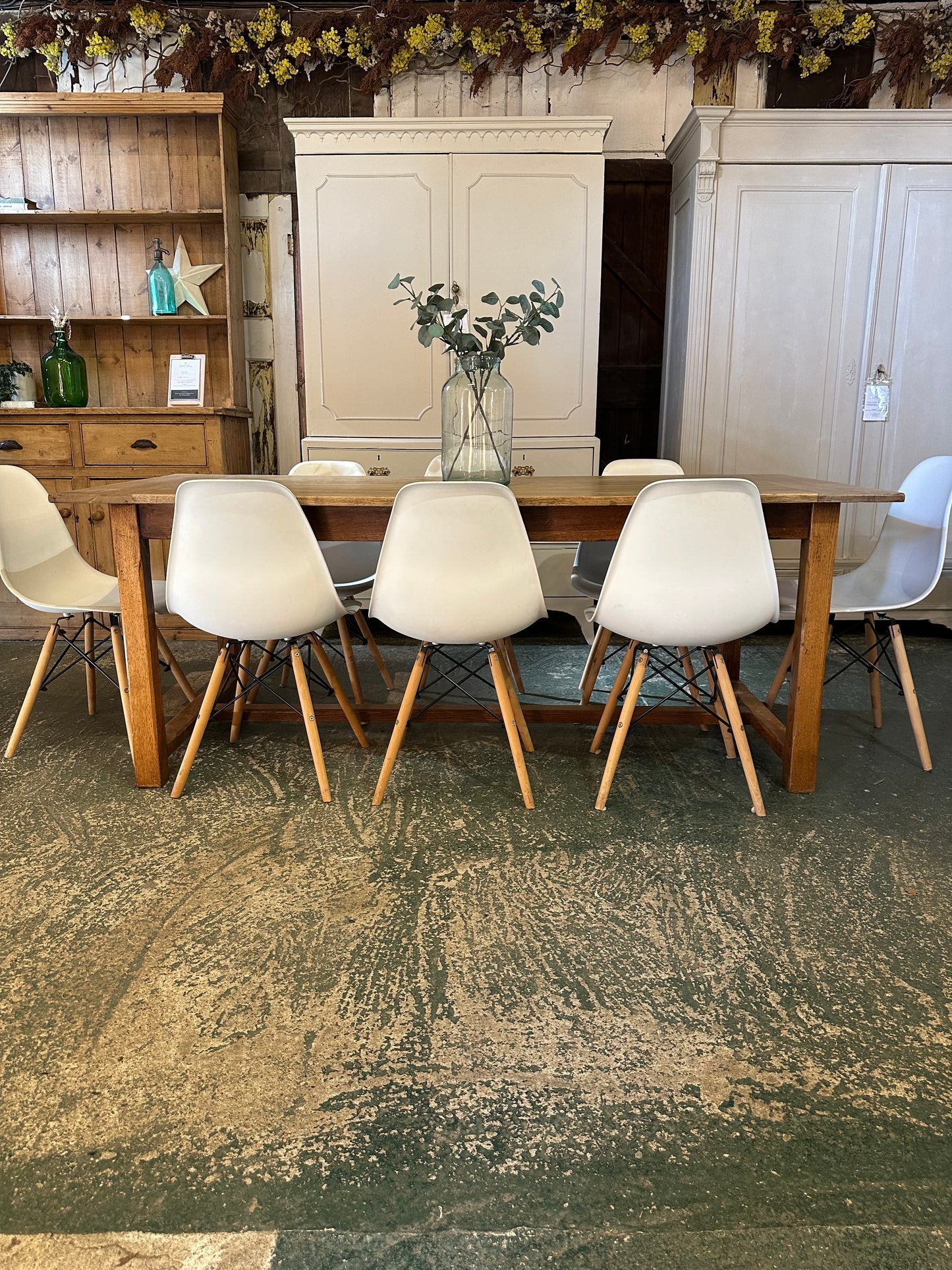 Vintage oak farmhouse refectory table 8 seater