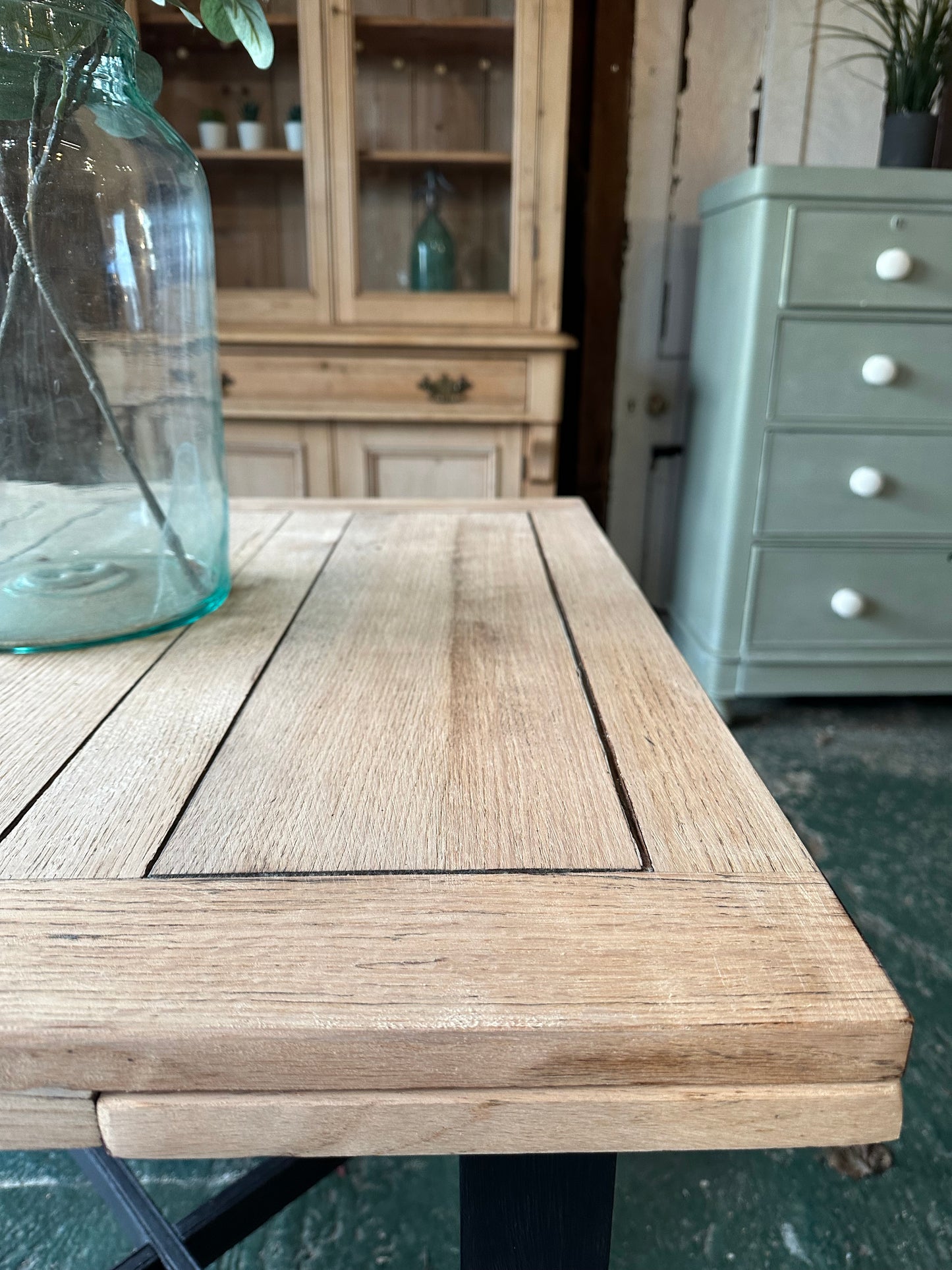 Rustic oak barley twist draw leaf table 4 seater