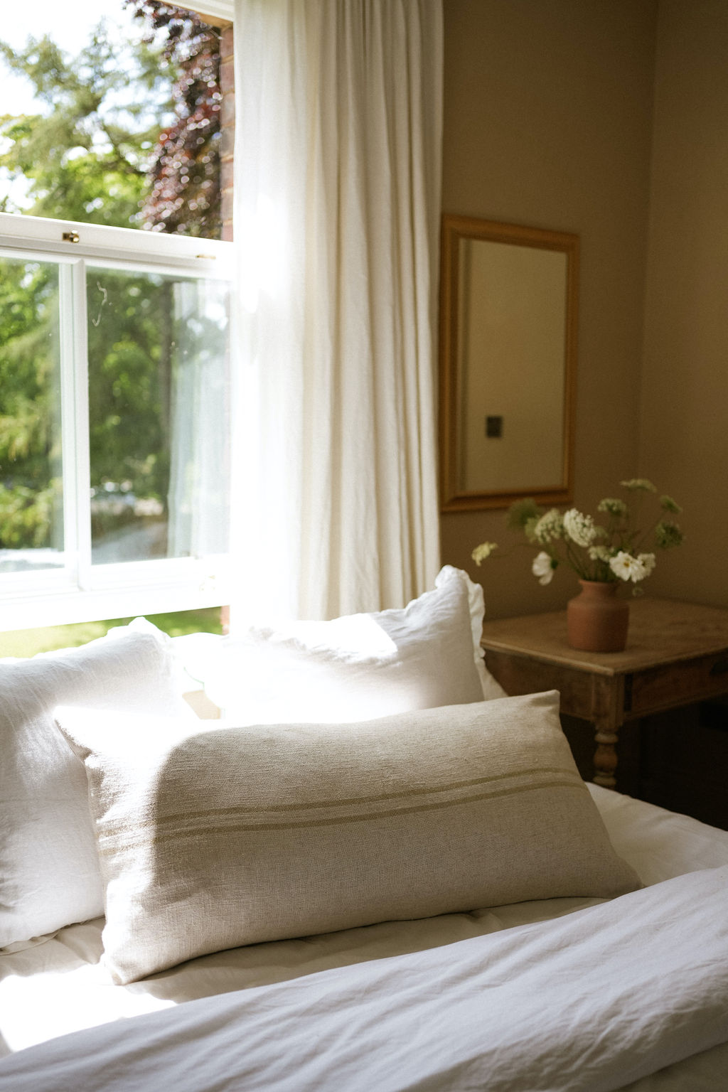 The Carbis Bay Cushion 100x50cm Antique Cream 2 Stripe