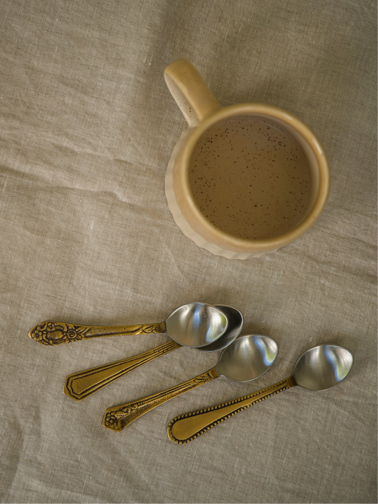 Antique Style Brass Teaspoons - Set of 4