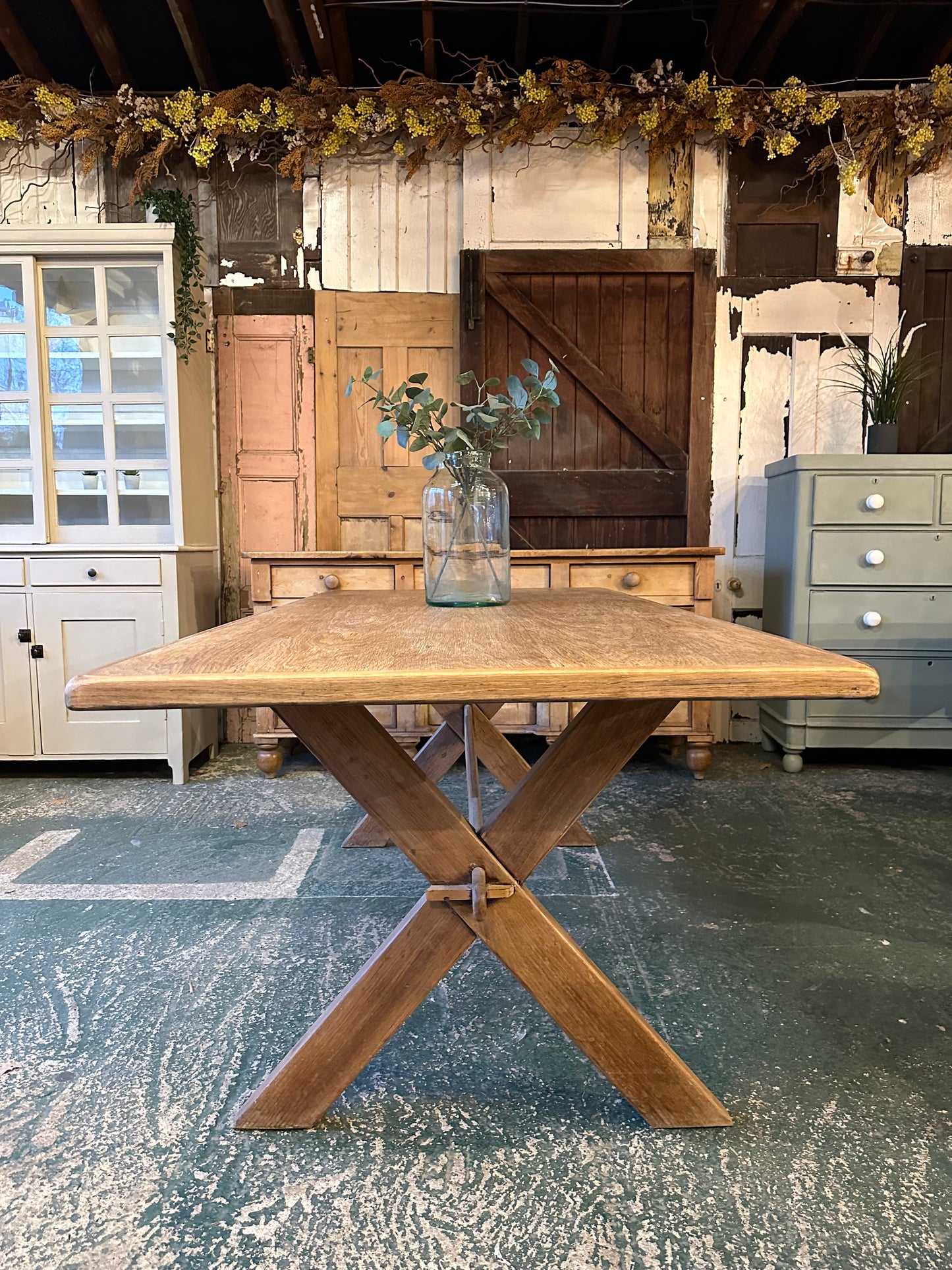 Rustic cross frame table large 6 seater