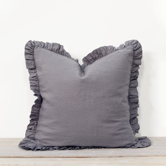 Oli Ruffle Cushion Pewter Grey