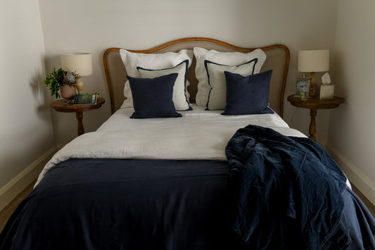 Mason Bee Velvet Throw Navy