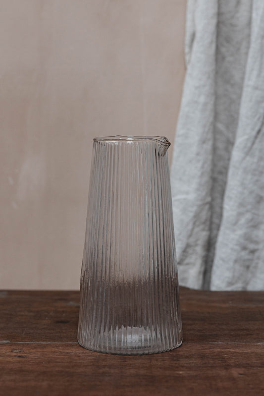 Ribbed Tapered Glass Jug