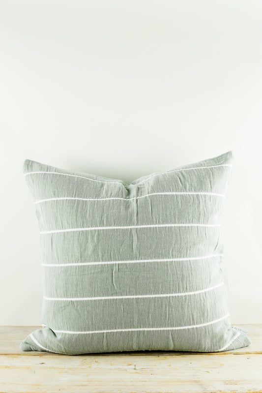 Ebino Wide Stripe Jade and White Pillow