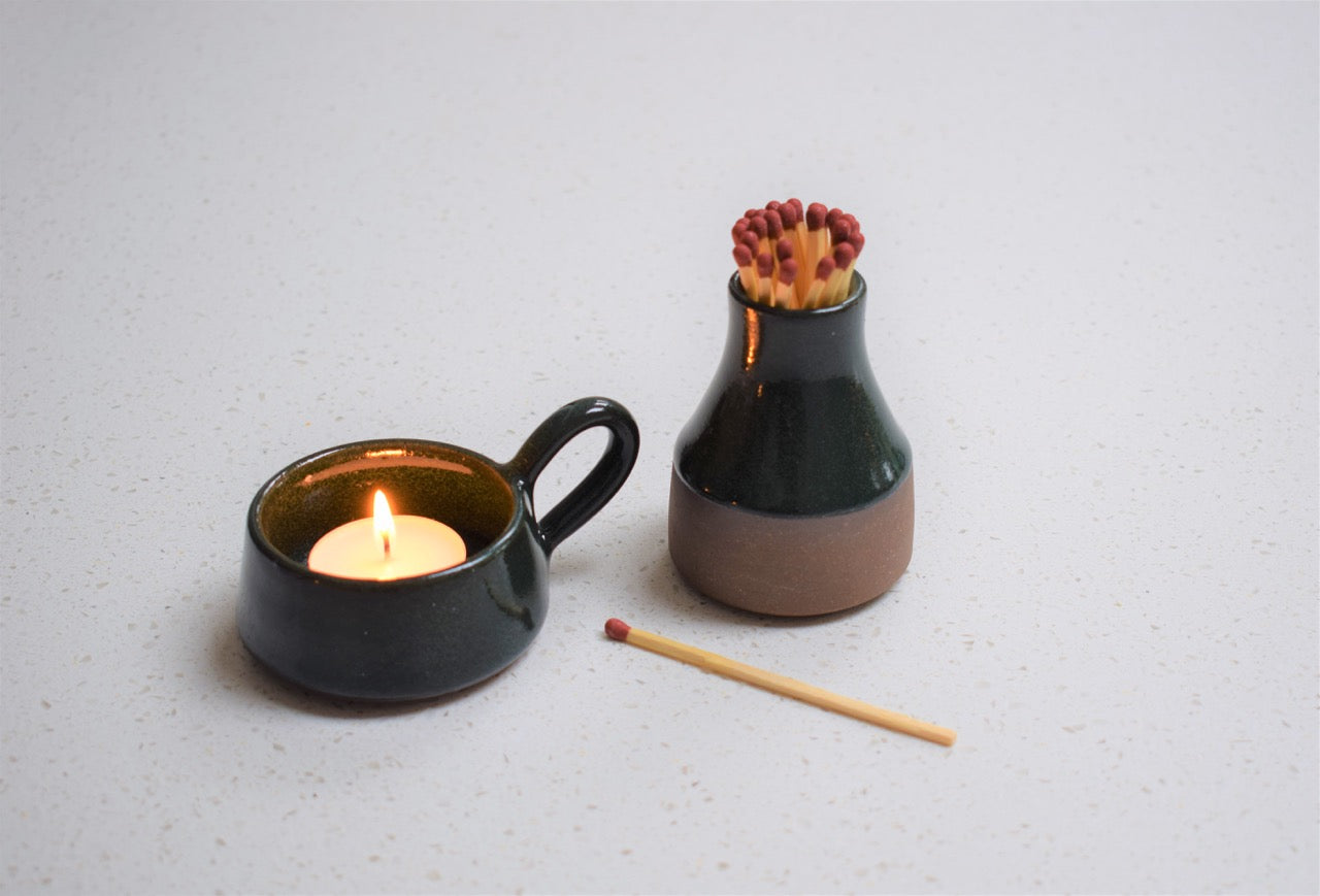Stoneware Tea Light Cup - Forest