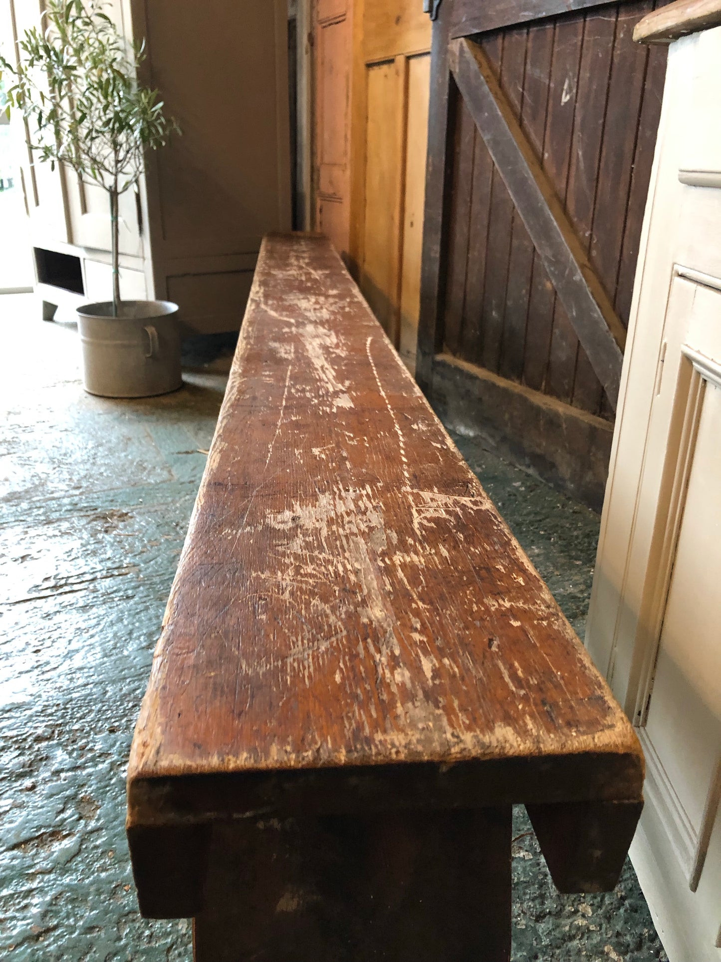 Vintage Rustic Old School Bench (One of a Pair)
