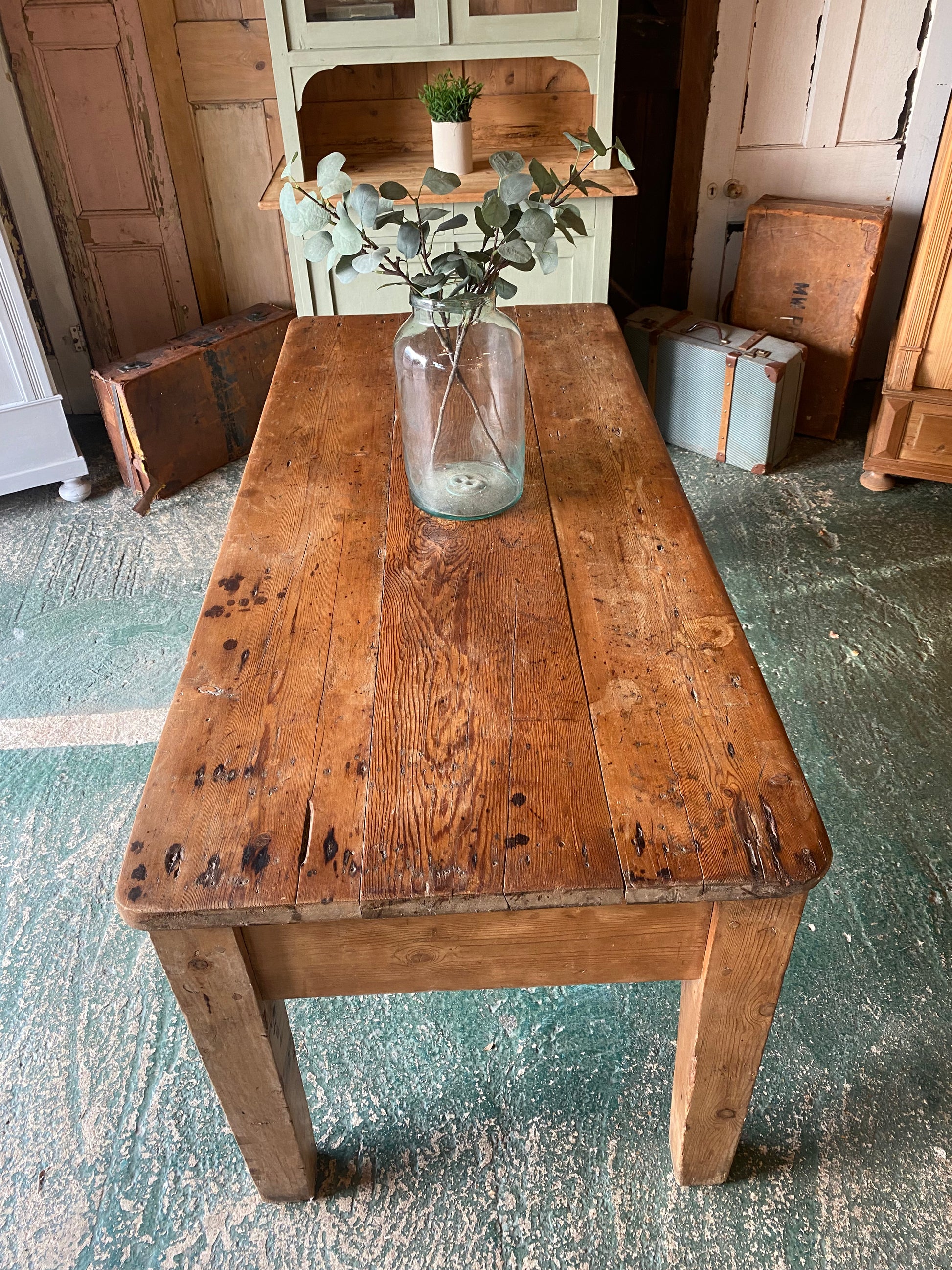 Rustic vintage bench console table